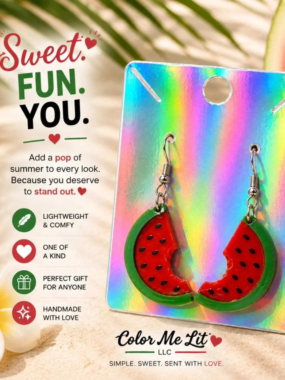 Watermelon Bite Earrings | Color Me Lit LLC